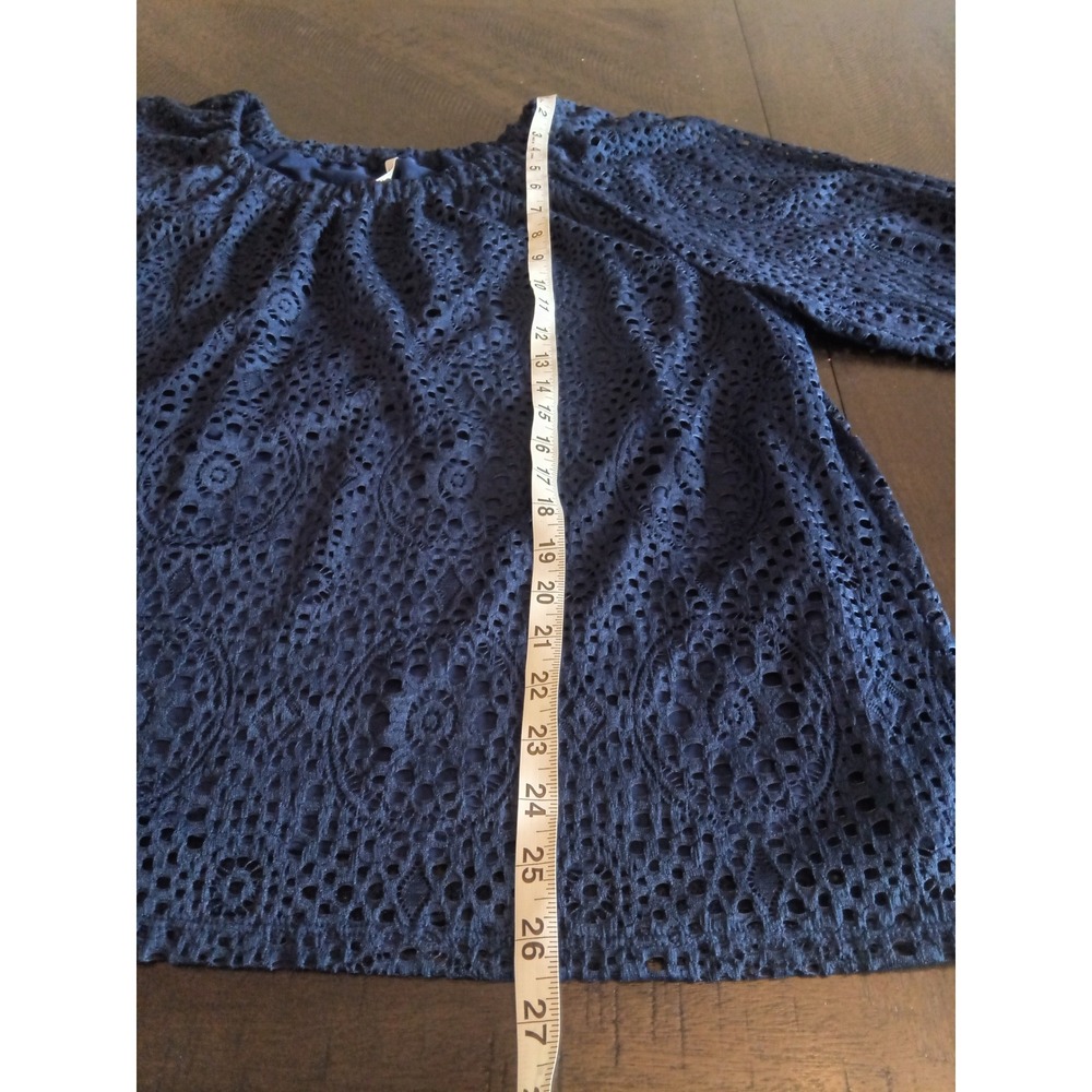 Leo & Nicole Admiral Navy Eyelet Lace Convertible Blouse XXL NWT - Picture 12 of 13